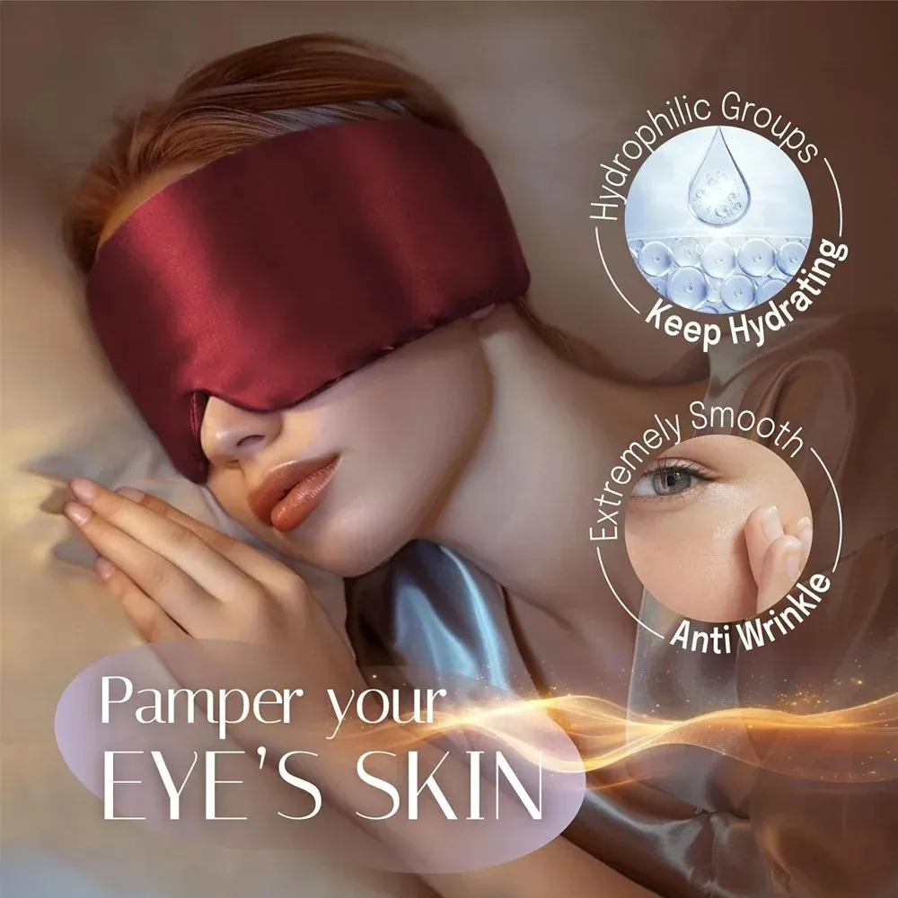 Masque de sommeil en soie de mûrier 100 % doux et sans pression, bande velcro réglable 2