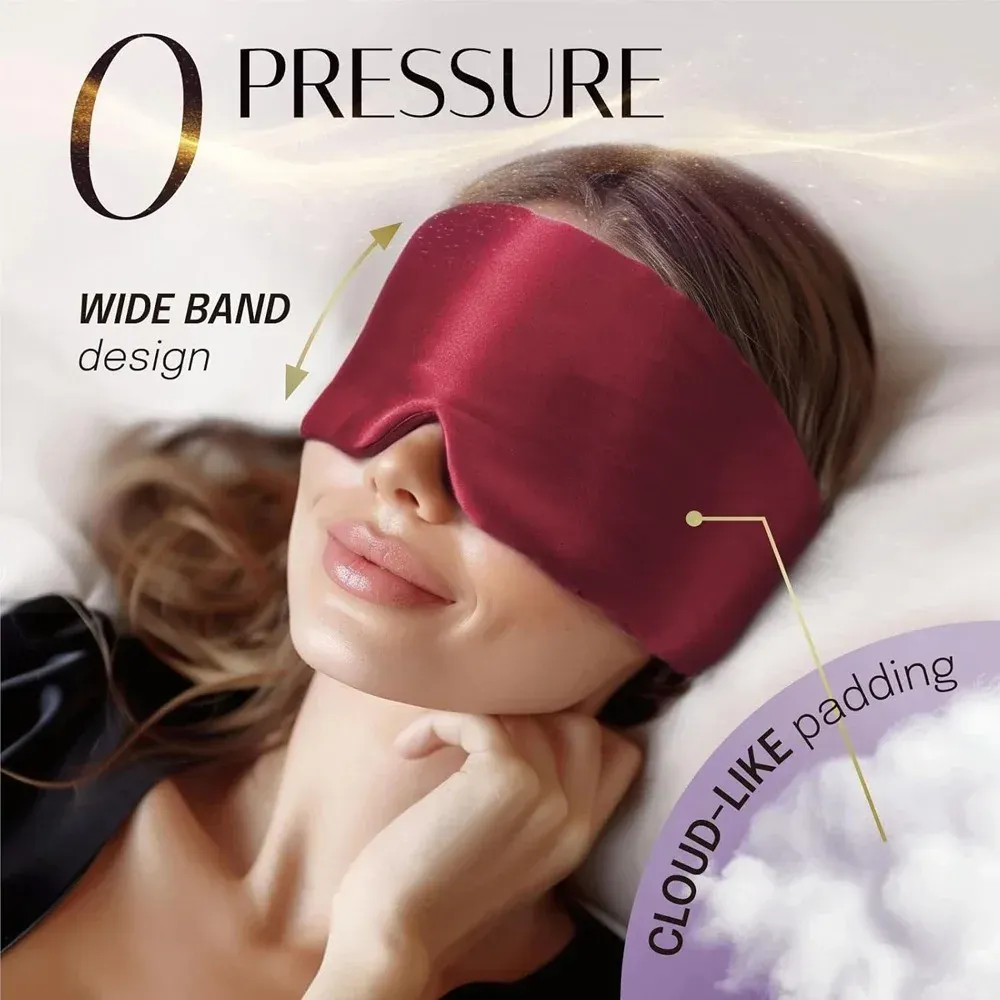 Masque de sommeil en soie de mûrier 100 % doux et sans pression, bande velcro réglable 4