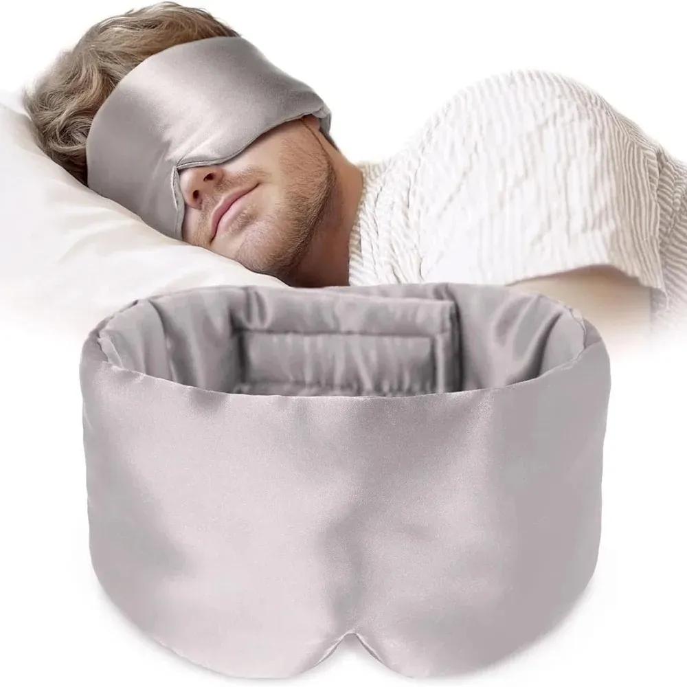 Masque de sommeil en soie de mûrier 100 % doux et sans pression, bande velcro réglable 10