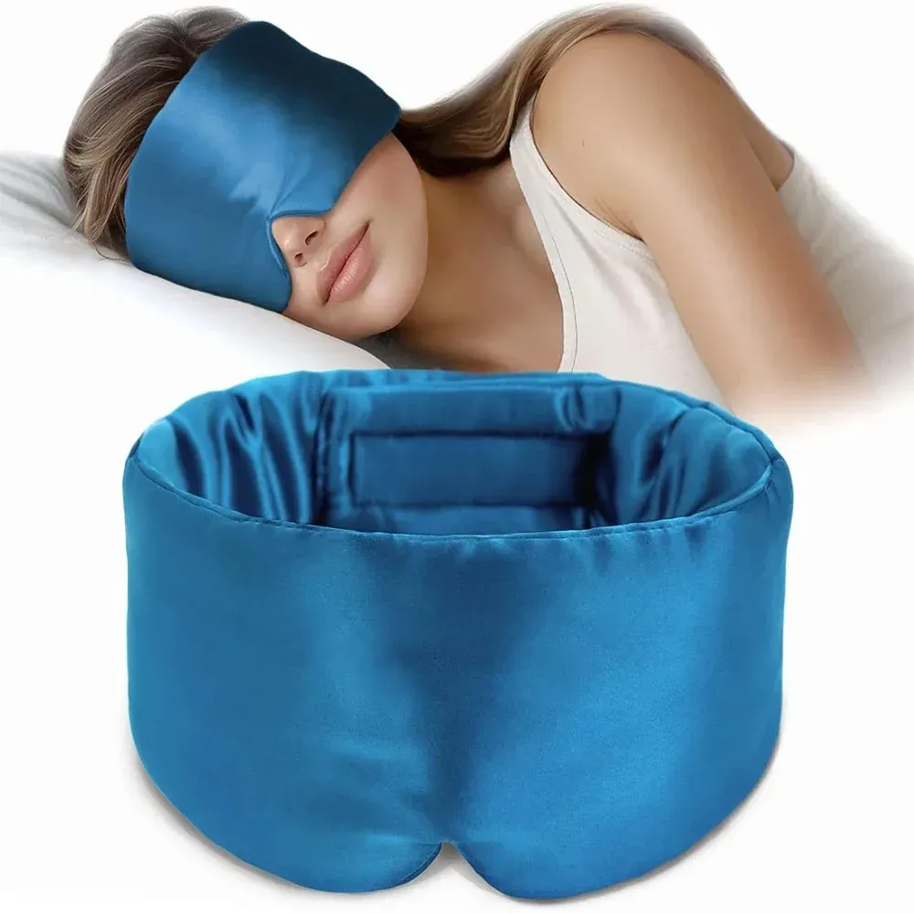 Masque de sommeil en soie de mûrier 100 % doux et sans pression, bande velcro réglable 7