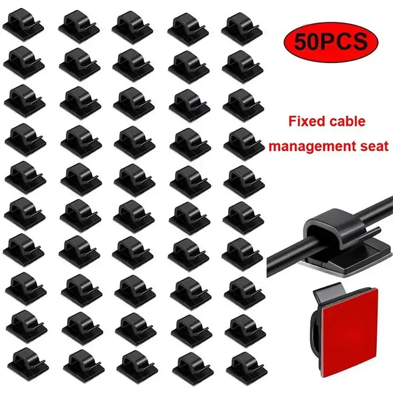 Lot de 50 clips adhésifs pour câbles de voiture, support et organisateur de fils - Image 1