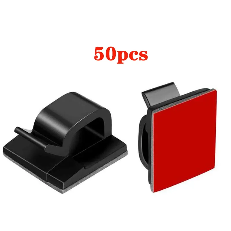Lot de 50 clips adhésifs pour câbles de voiture, support et organisateur de fils 7