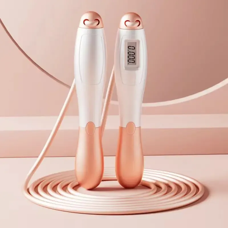 Corde à sauter sans fil à compteur, réglable, avec billes en acier et poignées en PVC 4