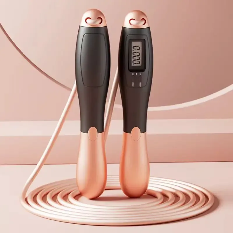 Corde à sauter sans fil à compteur, réglable, avec billes en acier et poignées en PVC 9
