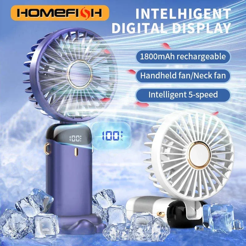 Ventilateur portable rechargeable à LED avec affichage numérique, inclinaison réglable à 90°, 5 vitesses et fonction aromathérapie - Image 1