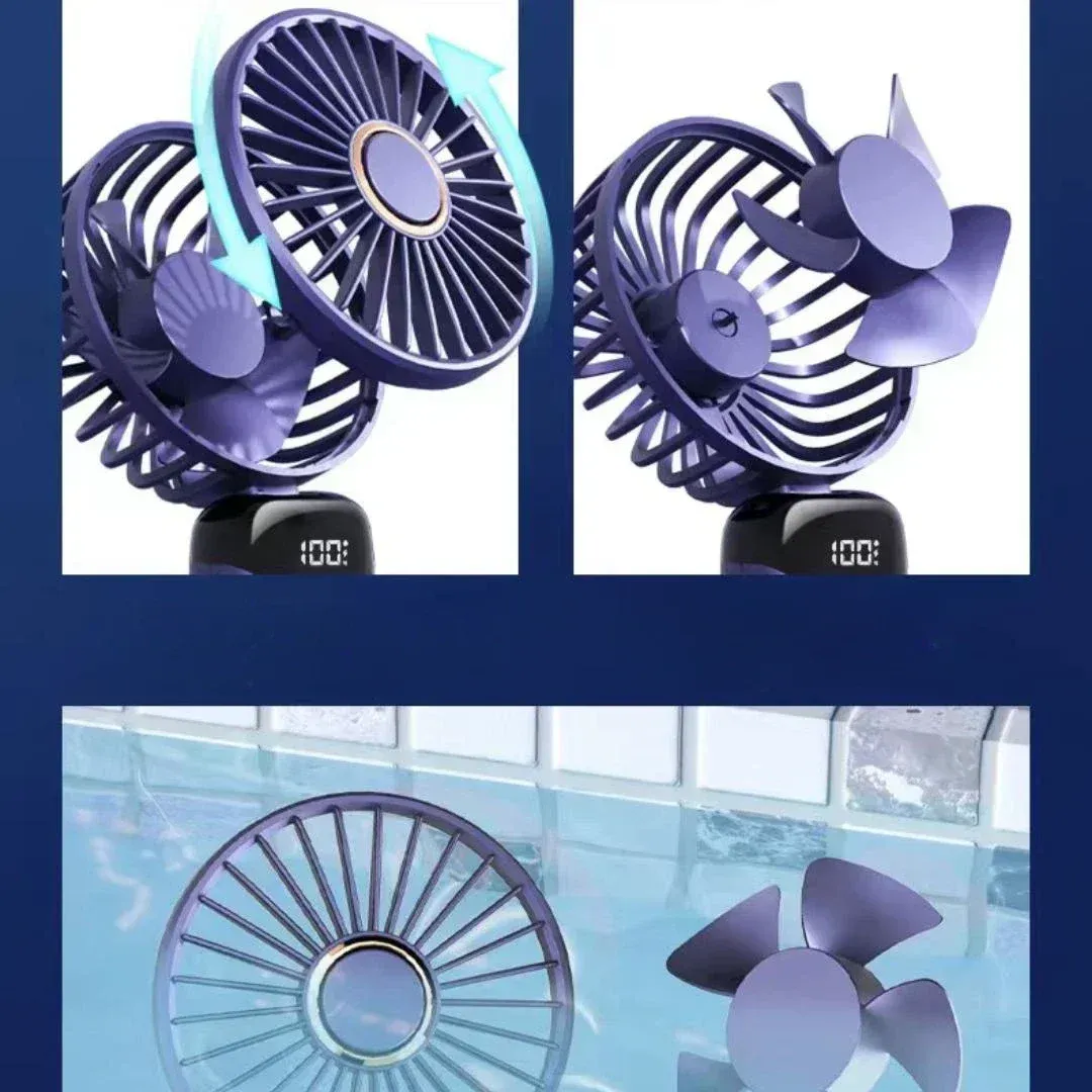 Ventilateur portable rechargeable à LED avec affichage numérique, inclinaison réglable à 90°, 5 vitesses et fonction aromathérapie 4