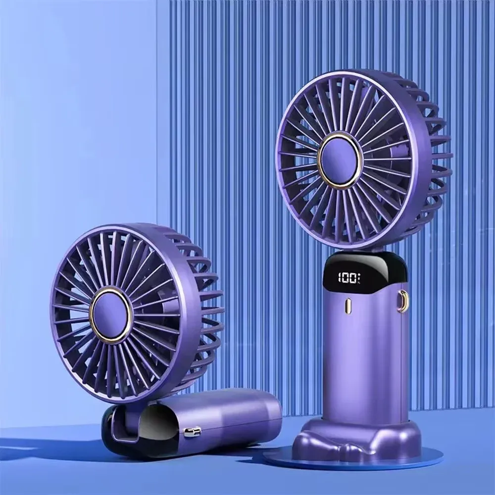 Ventilateur portable rechargeable à LED avec affichage numérique, inclinaison réglable à 90°, 5 vitesses et fonction aromathérapie 10