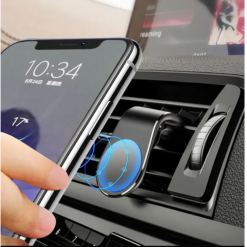 Support magnétique pour téléphone de voiture, fixation sur grille d'aération, rotation à 360°, support GPS pour smartphone Xiaomi, Huawei, Samsung 2