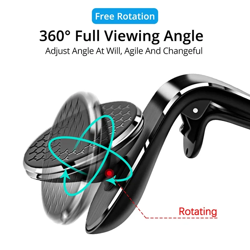 Support magnétique pour téléphone de voiture, fixation sur grille d'aération, rotation à 360°, support GPS pour smartphone Xiaomi, Huawei, Samsung 4