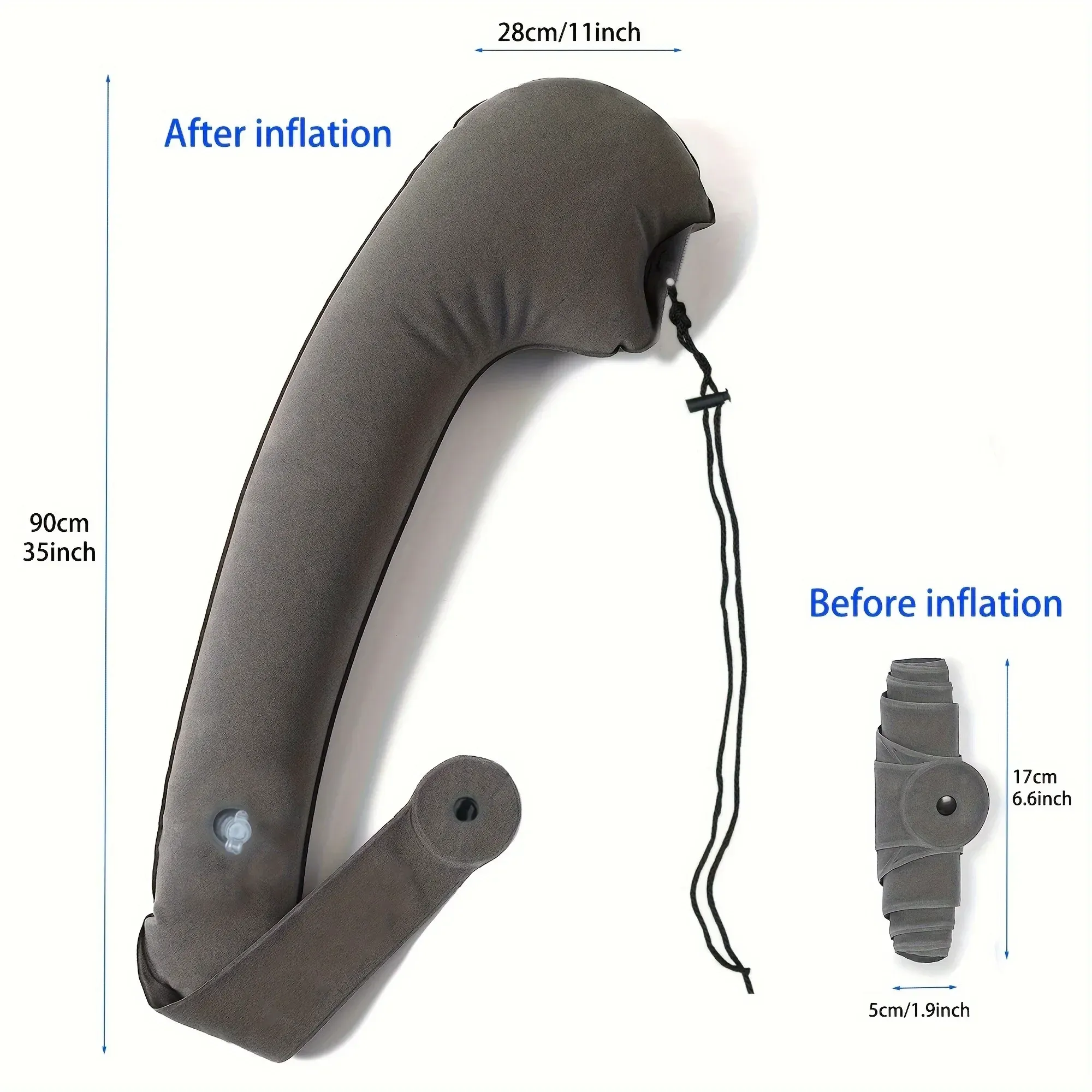 Oreiller de voyage gonflable pour le cou, idéal pour dormir sur le côté en voiture, en avion ou en train 4