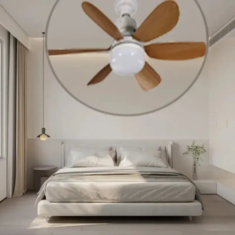 Ventilateur de plafond LED avec lumière, télécommande sans fil, variateur continu et veilleuse, culot E26/E27, pour chambre et bureau 3