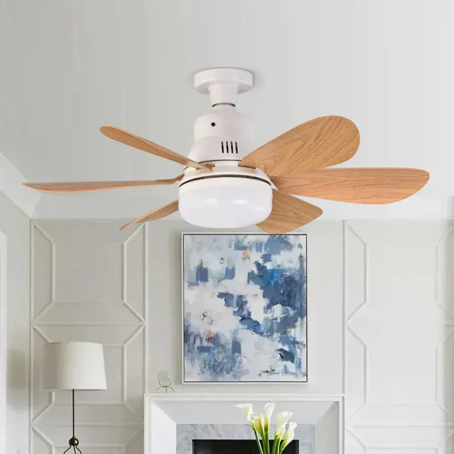 Ventilateur de plafond LED avec lumière, télécommande sans fil, variateur continu et veilleuse, culot E26/E27, pour chambre et bureau