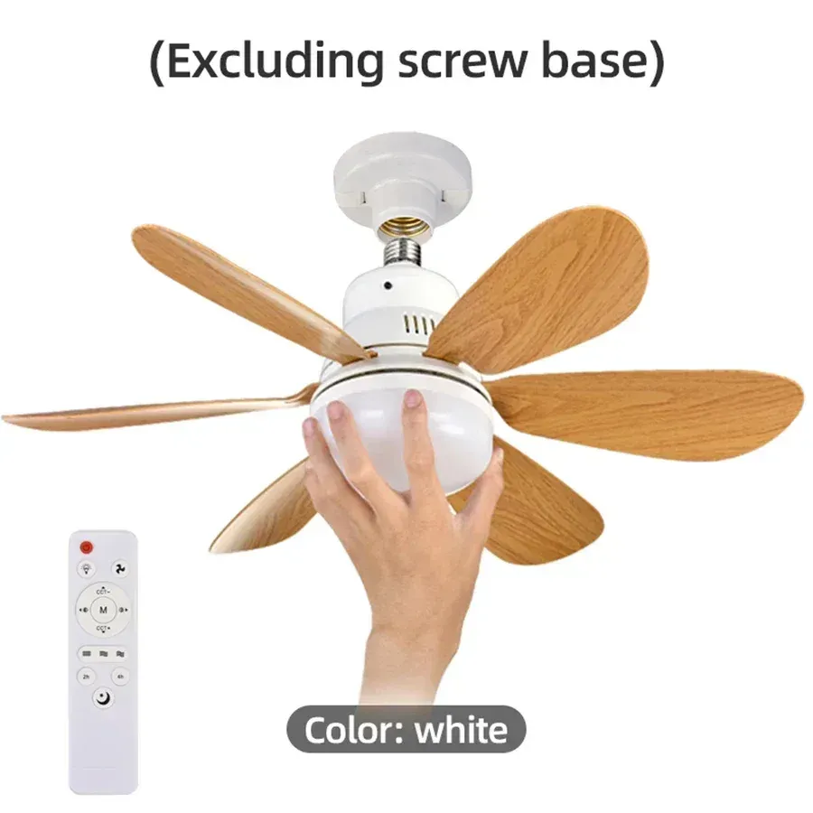 Ventilateur de plafond LED avec lumière, télécommande sans fil, variateur continu et veilleuse, culot E26/E27, pour chambre et bureau 6