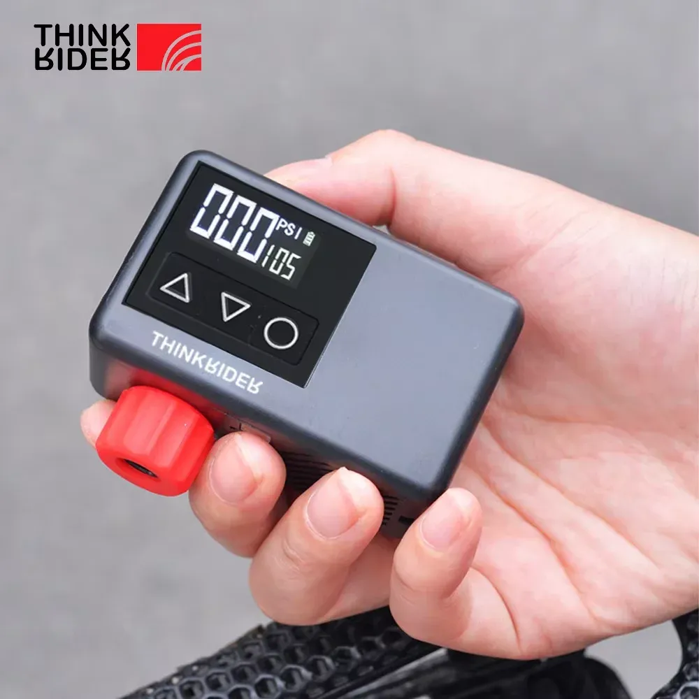 ThinkRider Pompe à air électrique portable 120 PSI pour vélo, mini gonfleur de pneus de poche avec affichage numérique de la pression - Image 1