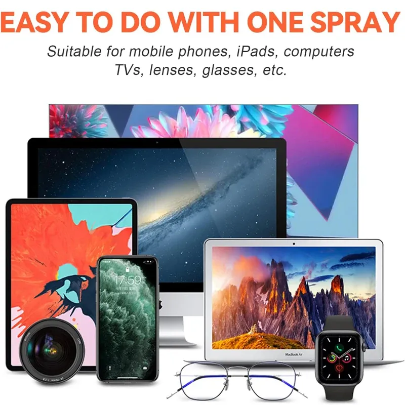 Nettoyant d'écran 2 en 1 avec vaporisateur et lingettes en microfibre pour iPhone, Samsung et Xiaomi, smartphones, tablettes et ordinateurs 3