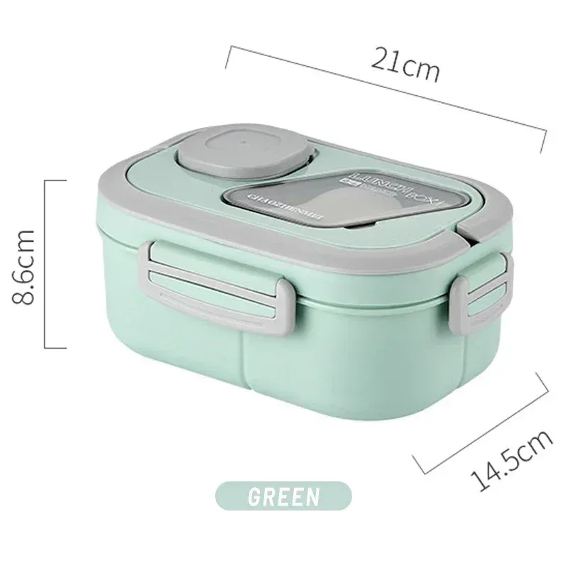 Boîte à déjeuner Bento portable en paille de blé avec compartiments et poignée de transport, contenant réutilisable pour repas et collations 7