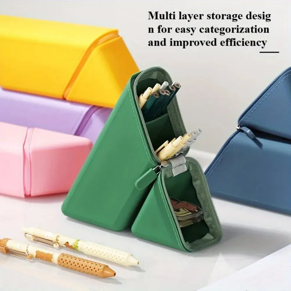 Porte-stylo en silicone élégant pliable pour bureau et études, pot à papeterie polyvalent, cadeau idéal pour étudiants 2
