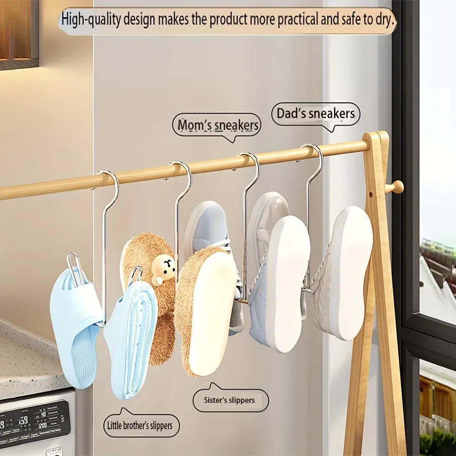 2 pièces Étagère à chaussures en acier inoxydable, support de séchage suspendu, organisateur de salle de bain, gain de place, multifonctionnel pour entrée, balcon 3