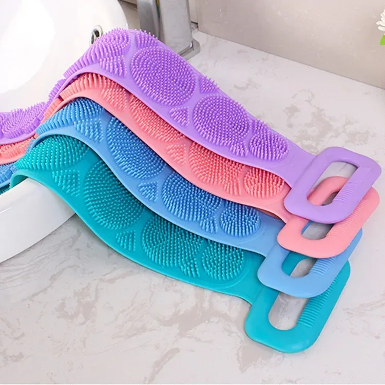 Éponge exfoliante double face en silicone pour le corps, unisexe, pour le dos, le bain et le nettoyage de la peau - Image 1