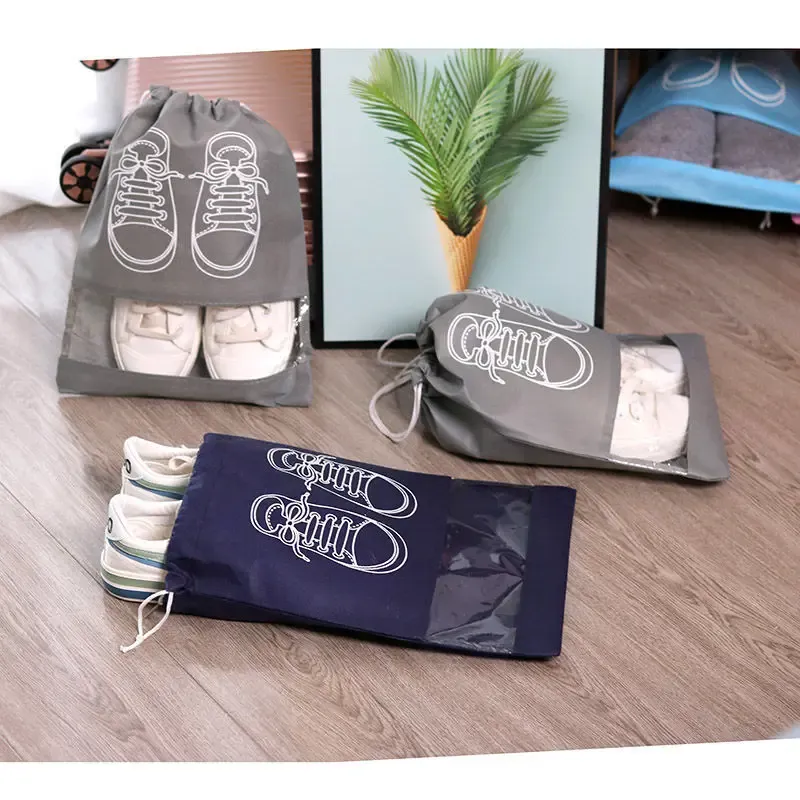 Lot de 5 sacs de rangement pour chaussures en tissu non tissé épais, grande capacité et étanches à l'humidité, idéaux pour le voyage 2