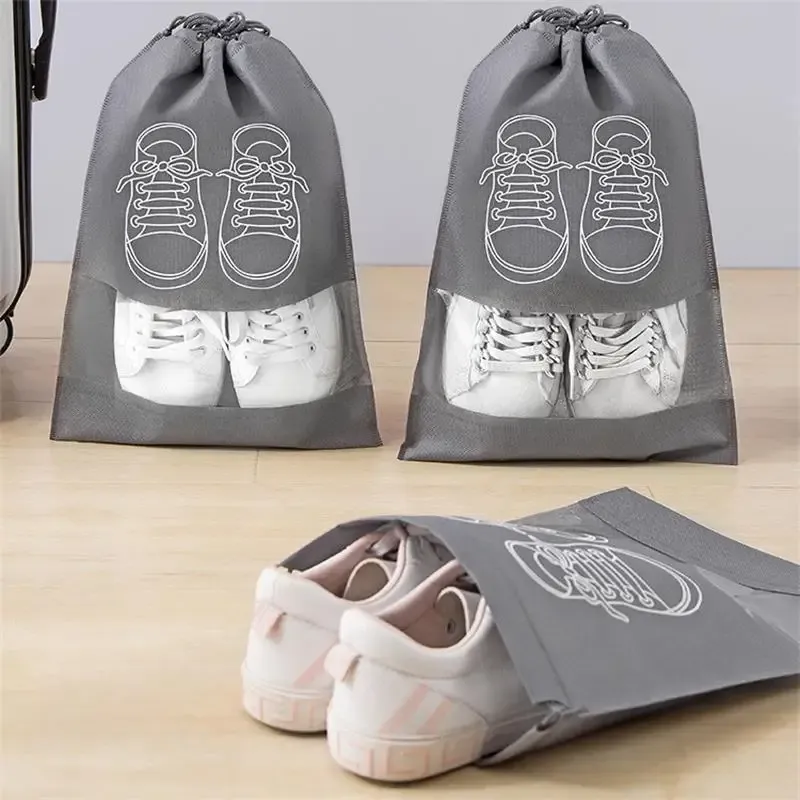 Lot de 5 sacs de rangement pour chaussures en tissu non tissé épais, grande capacité et étanches à l'humidité, idéaux pour le voyage 3