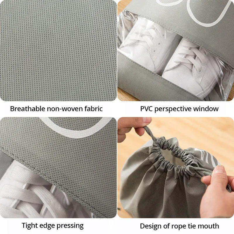 Lot de 5 sacs de rangement pour chaussures en tissu non tissé épais, grande capacité et étanches à l'humidité, idéaux pour le voyage 5