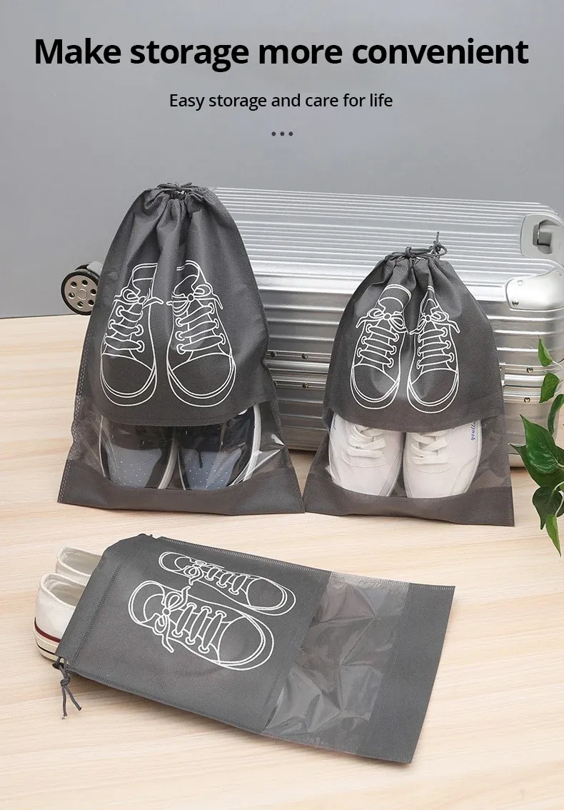 Sac de rangement pour chaussures, détail du tissu et de la finition