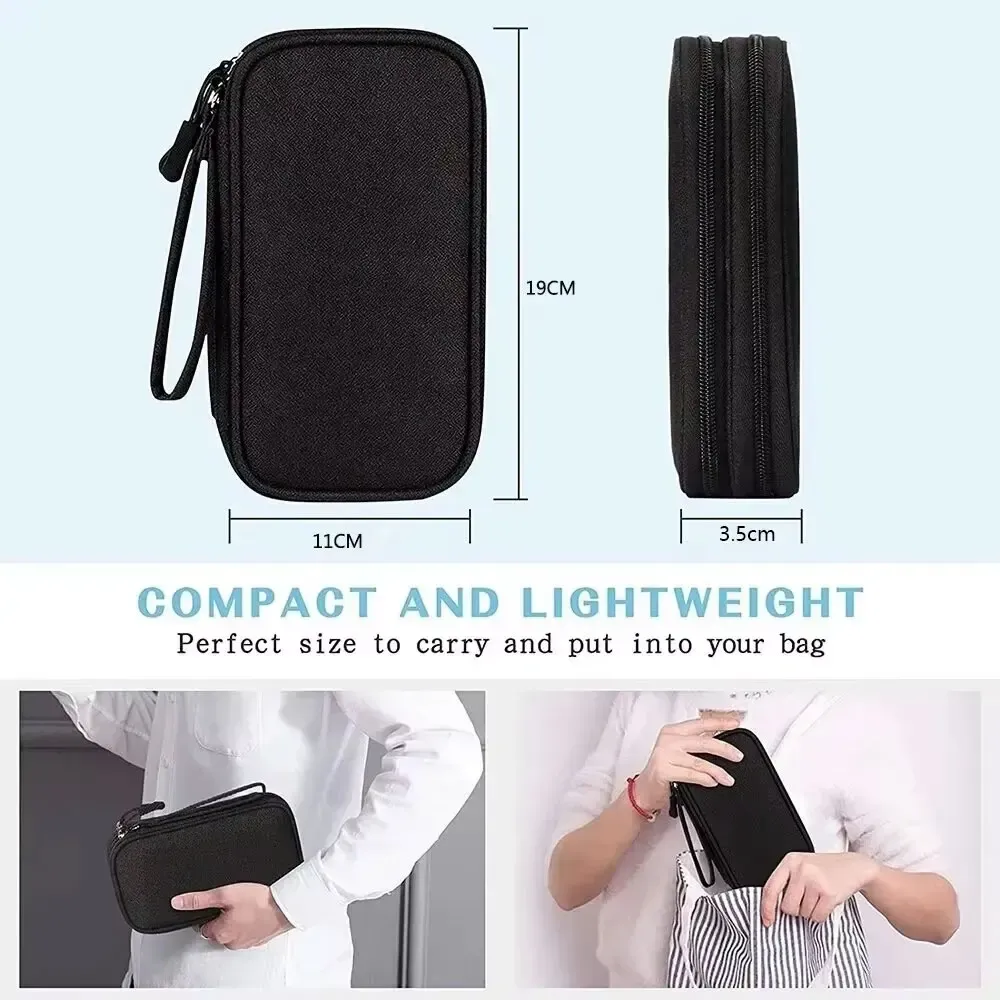 Pochette de rangement de voyage étanche à double couche pour câbles et cordons, format portable 3