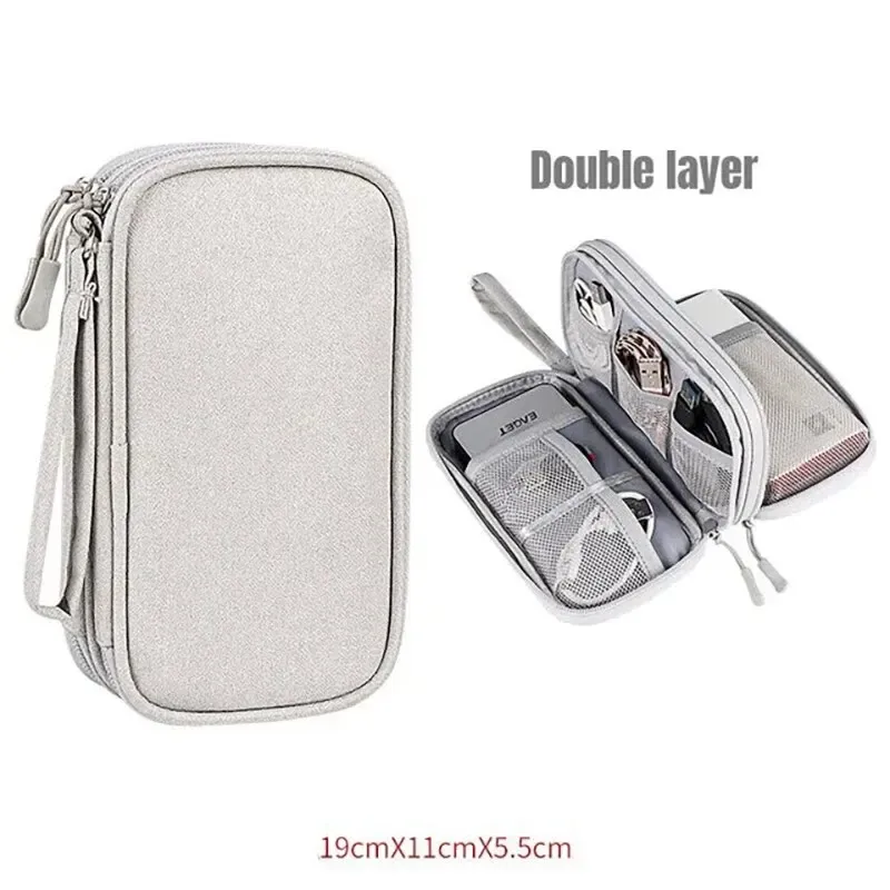 Pochette de rangement de voyage étanche à double couche pour câbles et cordons, format portable 6