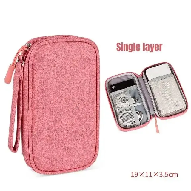Pochette de rangement de voyage étanche à double couche pour câbles et cordons, format portable 9