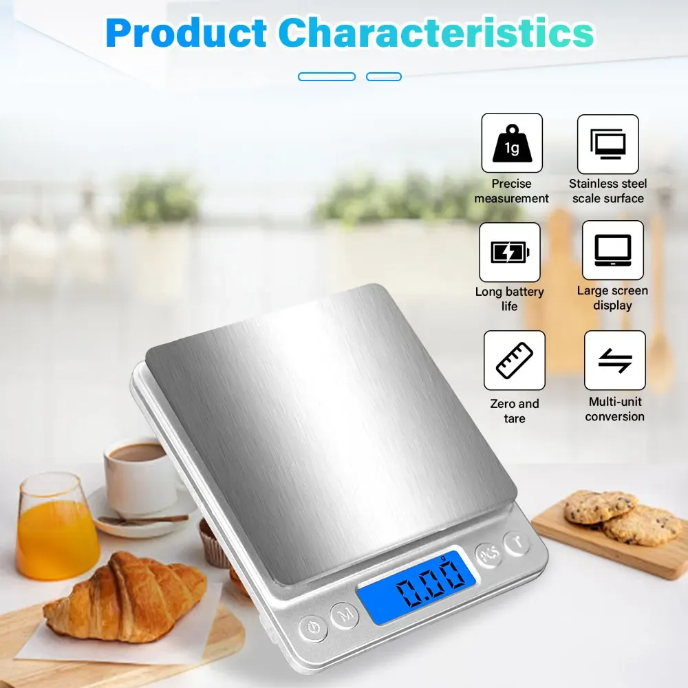 Balance électronique numérique 500 g / 0,01 g et 3 kg / 0,1 g à écran LCD, pour bijoux et cuisine 4