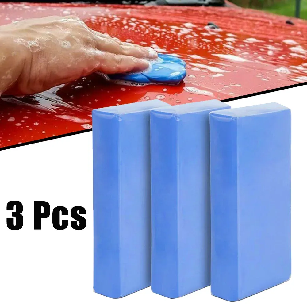 Barre d'argile de nettoyage pour voiture, lot de 3, finition polissage et lustrage, qualité fine, bleue, pour le nettoyage de la carrosserie et des vitres, élimine la contamination ferreuse 5