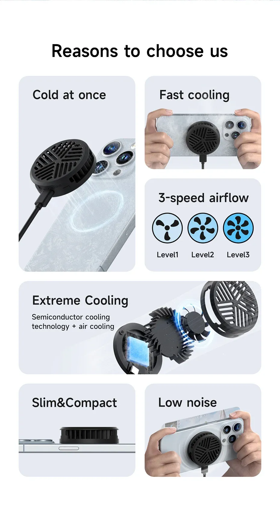 Ventilateur de refroidissement magnétique, détail du design
