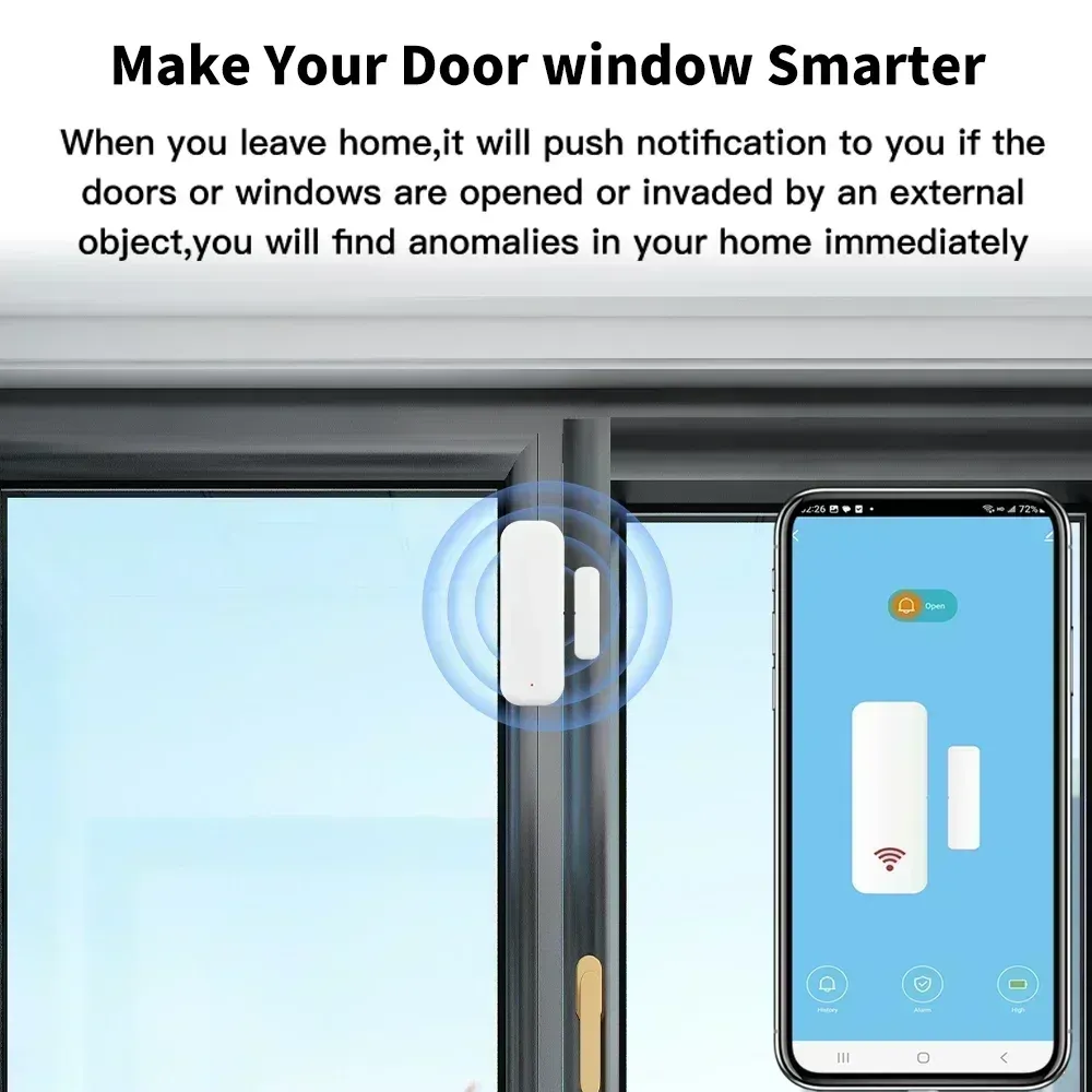 Capteur de porte et fenêtre Tuya WiFi Zigbee pour maison intelligente, compatible application Smart Life et Yandex Alexa 2