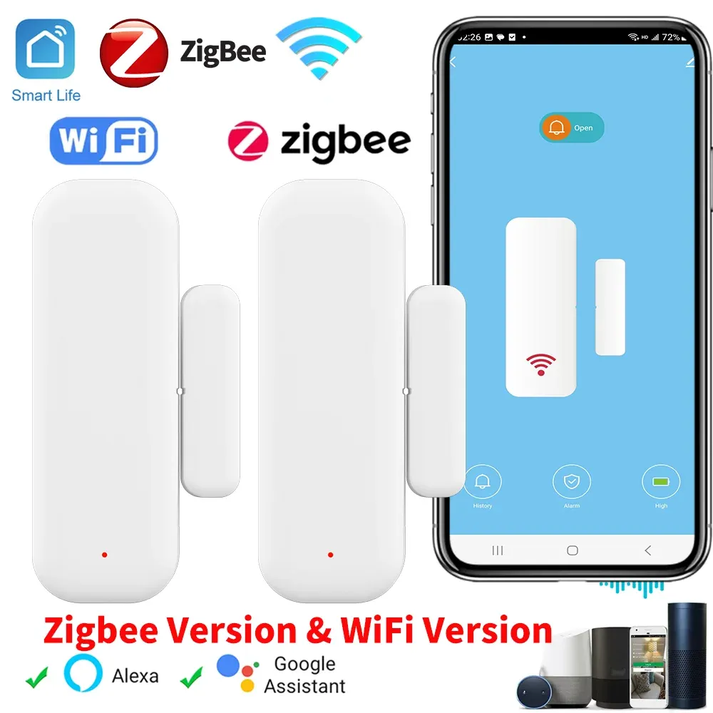 Capteur de porte et fenêtre Tuya WiFi Zigbee pour maison intelligente, compatible application Smart Life et Yandex Alexa - Image 1