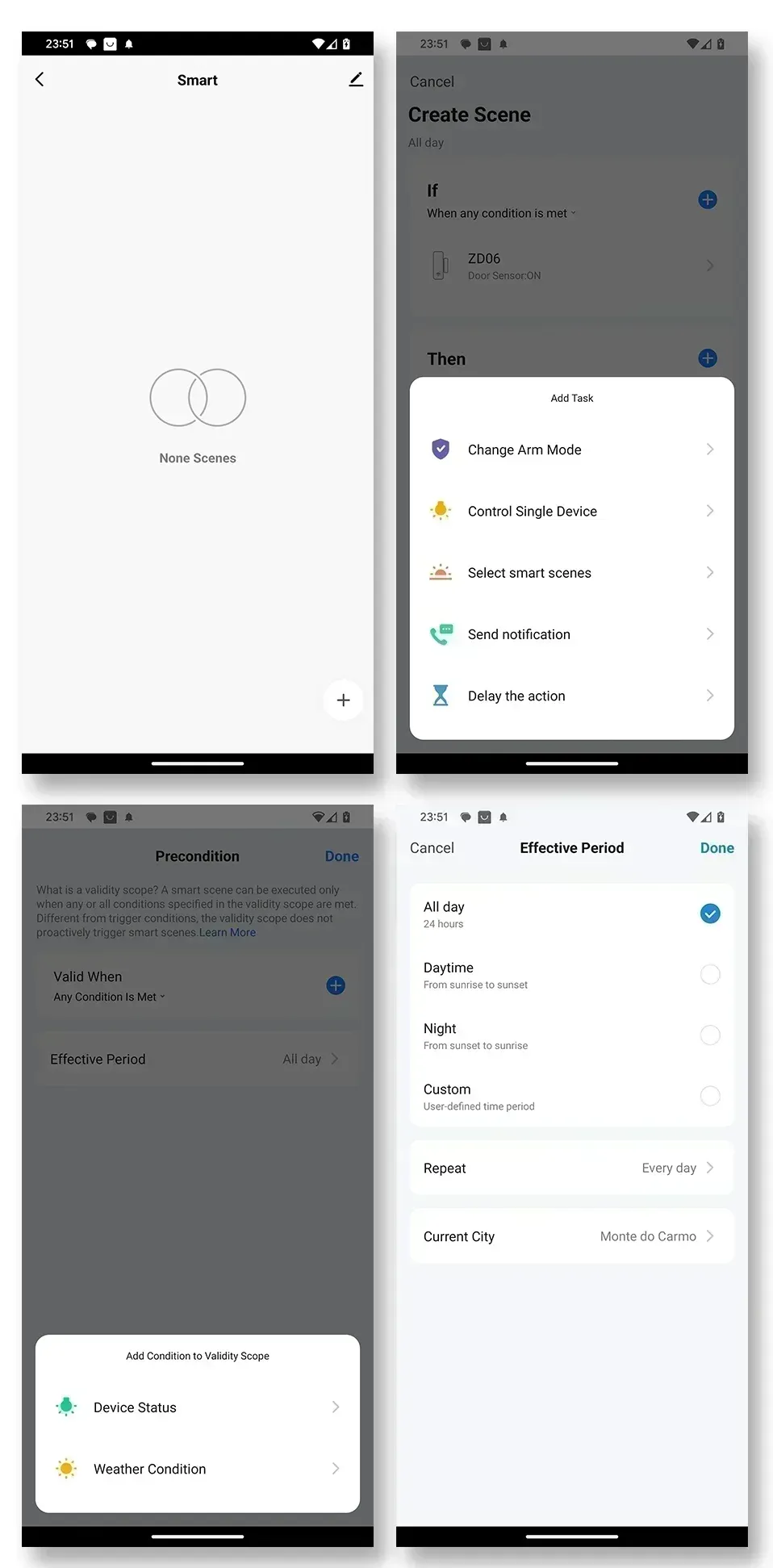 Scènes et automatisations dans l'application
