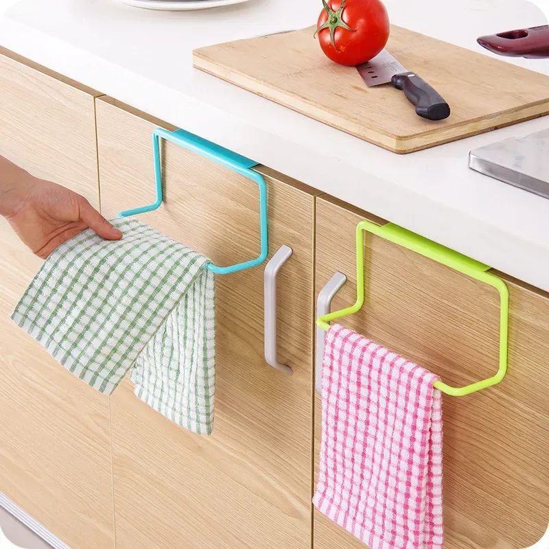 Organisateur de salle de bain, porte-serviettes, porte d'armoire, cuisine, salle de bains, porte-serviettes unipolaire, articles divers en plastique, cintre de chiffon, barres à serviettes - Image 1