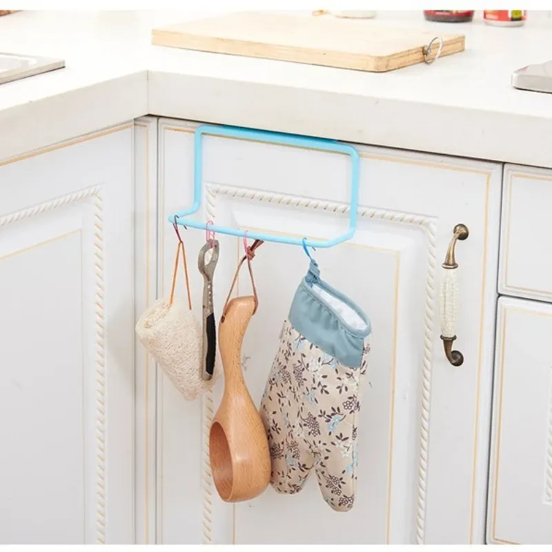 Organisateur de salle de bain, porte-serviettes, porte d'armoire, cuisine, salle de bains, porte-serviettes unipolaire, articles divers en plastique, cintre de chiffon, barres à serviettes 5