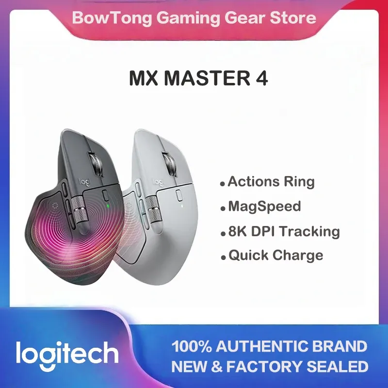 Souris sans fil Bluetooth Logitech MX Master 4, silencieuse, noir graphite, avec récepteur sans fil