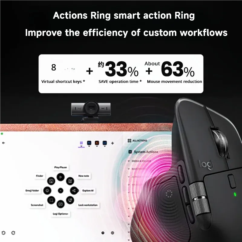 Souris sans fil Bluetooth Logitech MX Master 4, silencieuse, noir graphite, avec récepteur sans fil 2