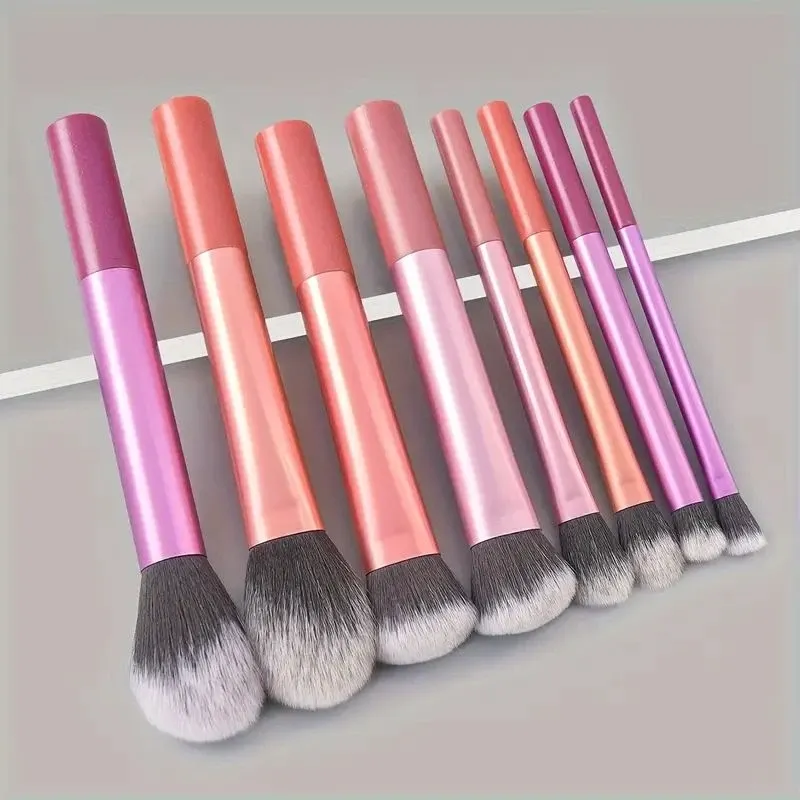 Ensemble de 8 pinceaux de maquillage professionnels faciles à nettoyer, en poils synthétiques doux et de qualité supérieure, sans cruauté animale, pour fond de teint, fard à joues et fard à paupières 7