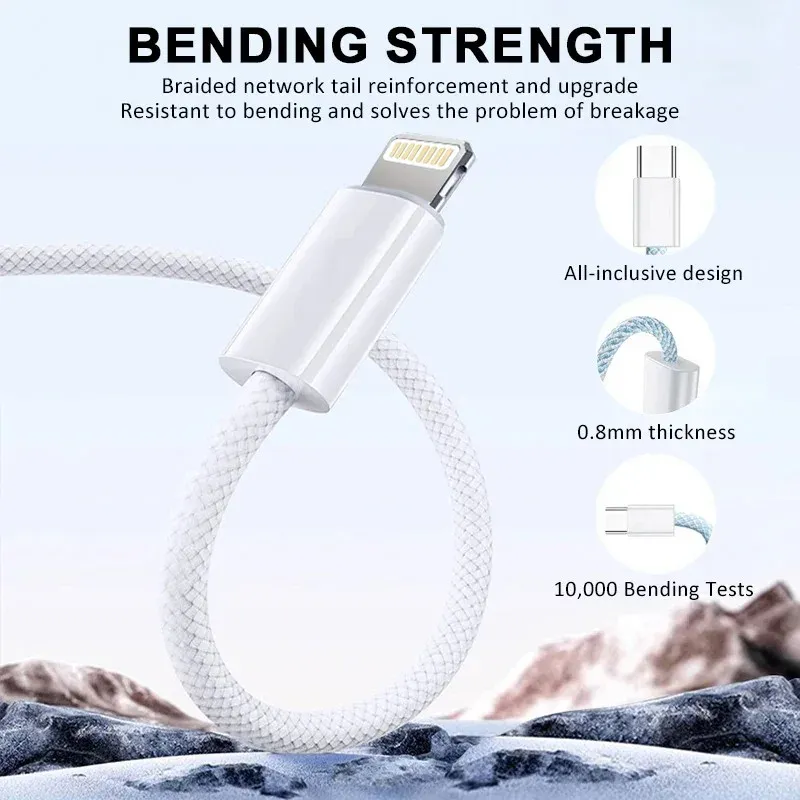 Câble USB-C en nylon tressé, vue détaillée