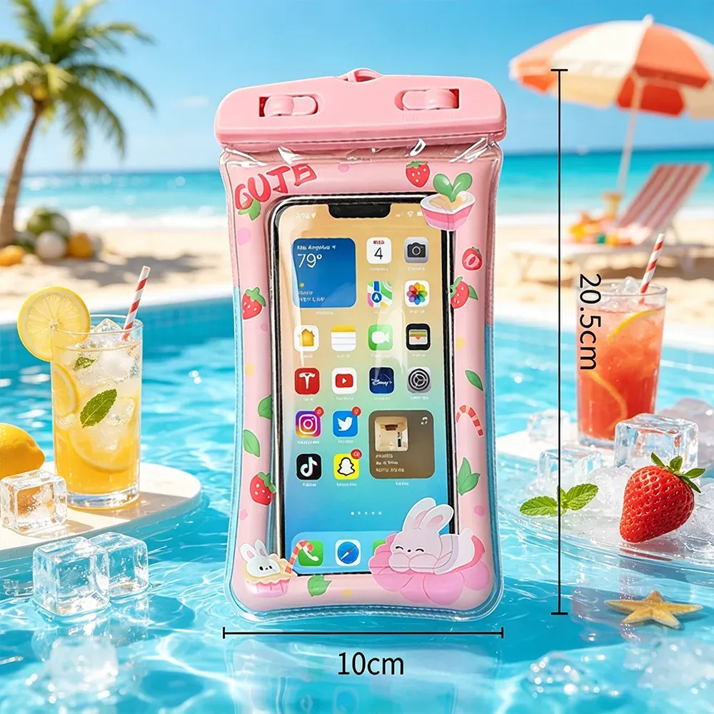 Pochette Étanche Flottante pour Téléphone à Écran Tactile avec Cordon, Motif Dessin Animé pour Natation, Plongée et Rafting 4