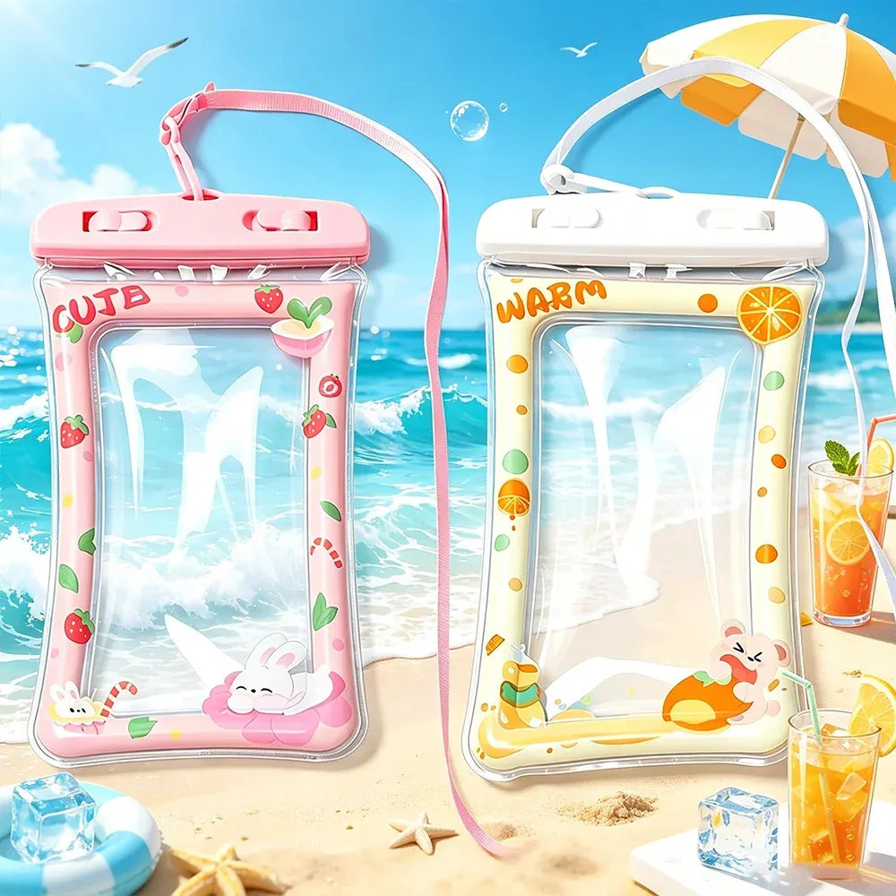Pochette Étanche Flottante pour Téléphone à Écran Tactile avec Cordon, Motif Dessin Animé pour Natation, Plongée et Rafting 9