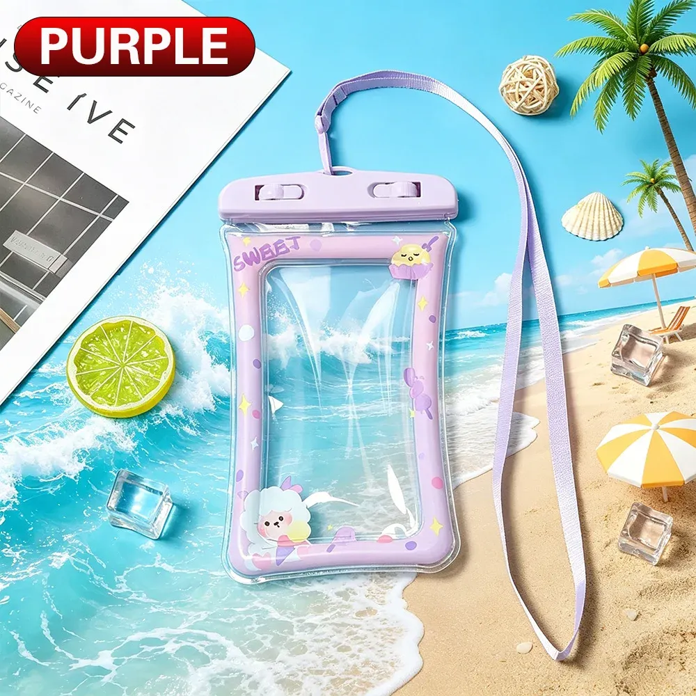 Pochette Étanche Flottante pour Téléphone à Écran Tactile avec Cordon, Motif Dessin Animé pour Natation, Plongée et Rafting 12