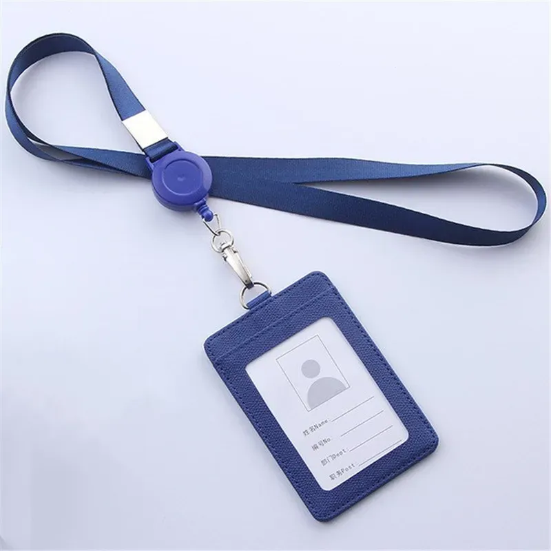 Porte-badge rétractable en PU avec cordon, porte-carte d'identité avec enrouleur 7