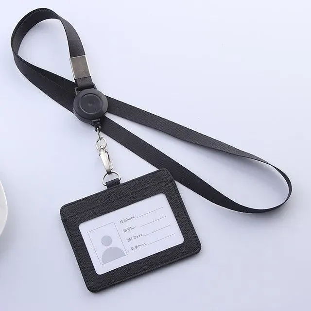 Porte-badge rétractable en PU avec cordon, porte-carte d'identité avec enrouleur 11