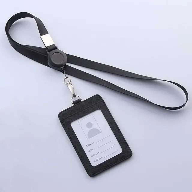Porte-badge rétractable en PU avec cordon, porte-carte d'identité avec enrouleur 10