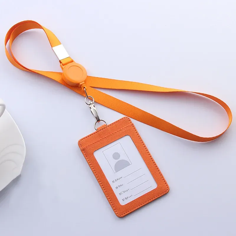 Porte-badge rétractable en PU avec cordon, porte-carte d'identité avec enrouleur 12