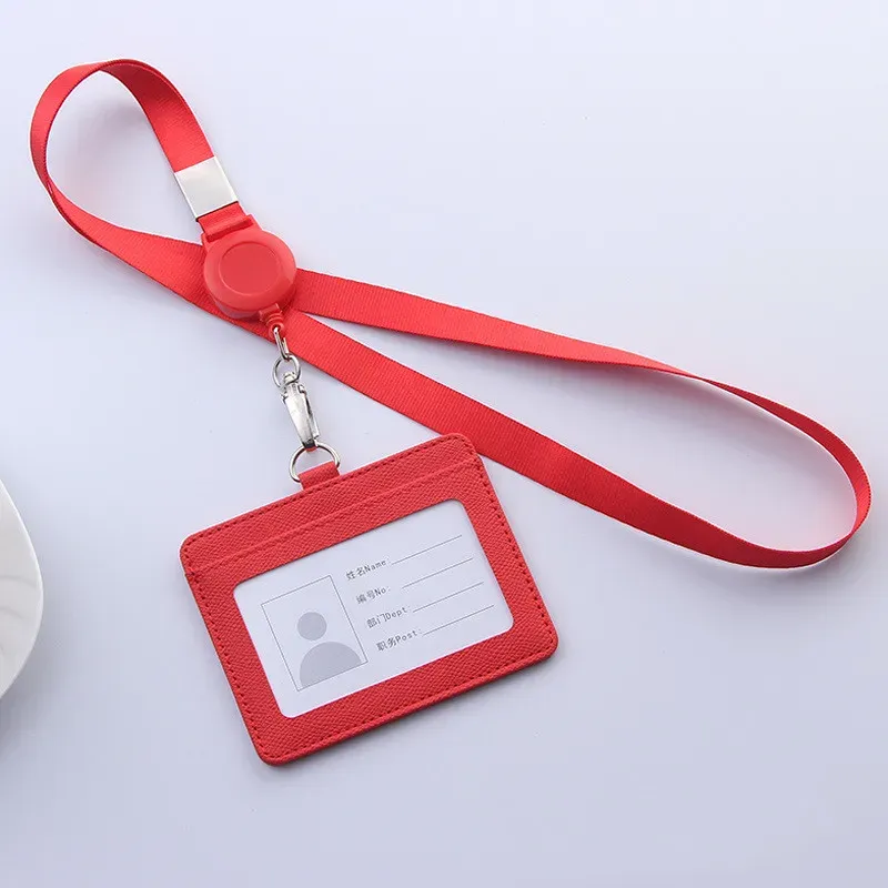 Porte-badge rétractable en PU avec cordon, porte-carte d'identité avec enrouleur 9